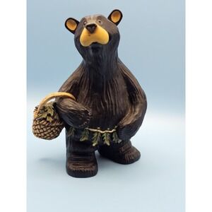 Woody Bear Big Sky Carvers‎ Montana Fleming Ceramic Collector Basket Large READ